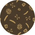 thumbnail image 1 of Ahgly Company Machine Washable Indoor Round Transitional Oak Brown Area Rugs, 3' Round, 1 of 7