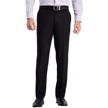 Haggar Men's Comfort Performance Stretch Straight Fit Pants with Super Flex Waistband (Black, 32Wx32L)