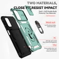 thumbnail image 6 of Galaxy A13 5G Case,Dteck Shockproof Rubber Rugged Case Hybrid Hard Ring Holder Kickstand Slide Camera Lens Protector Cover for Samsung Galaxy A13 5G 6.5-inch,Darkgreen, 6 of 8