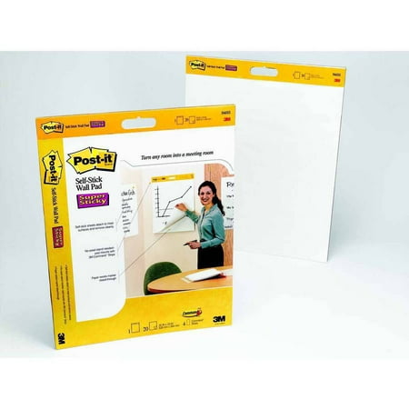 3M Post-it Self-Stick Wall Pad, 20" x 23", 20 Sheets per Pad, Pack of 2 Pads