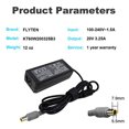 thumbnail image 1 of Adaptador de 20V 3.25A 65W para Lenovo Thinkpad T400 T410 T420 T420S T, 1 of 2