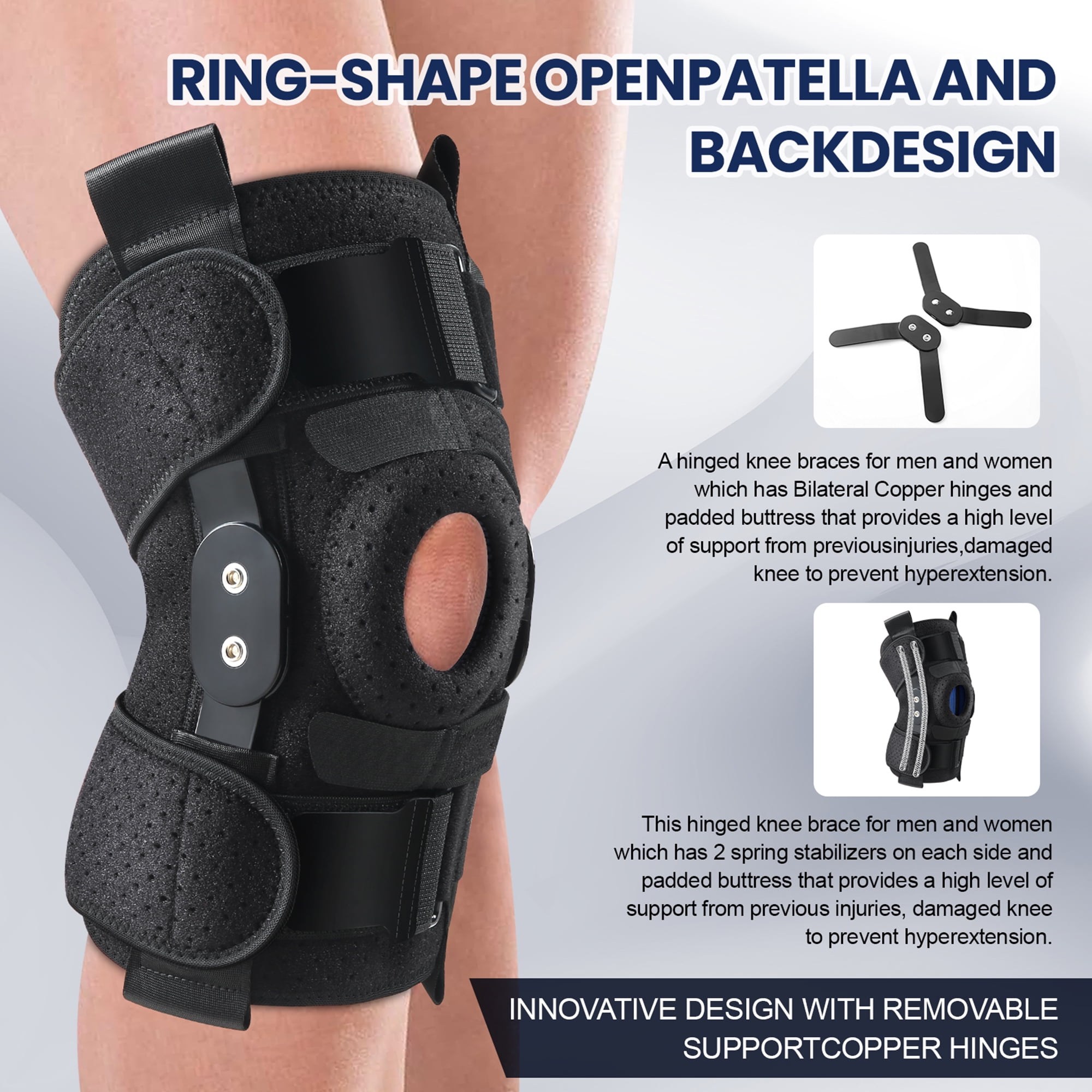 NEENCA Hinged Knee Brace with Side Stabilizers Adjustable Knee Compression Sleeve Relieves Meniscus Tear,ACL,MCL,Knee Support and Knee Pain Relief,Men & Women - M
