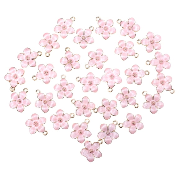 LOLIPPYY 30 Pieces Flower Jewelry Charms Metal Alloy Accessories for Necklace Making and Keychain Crafting