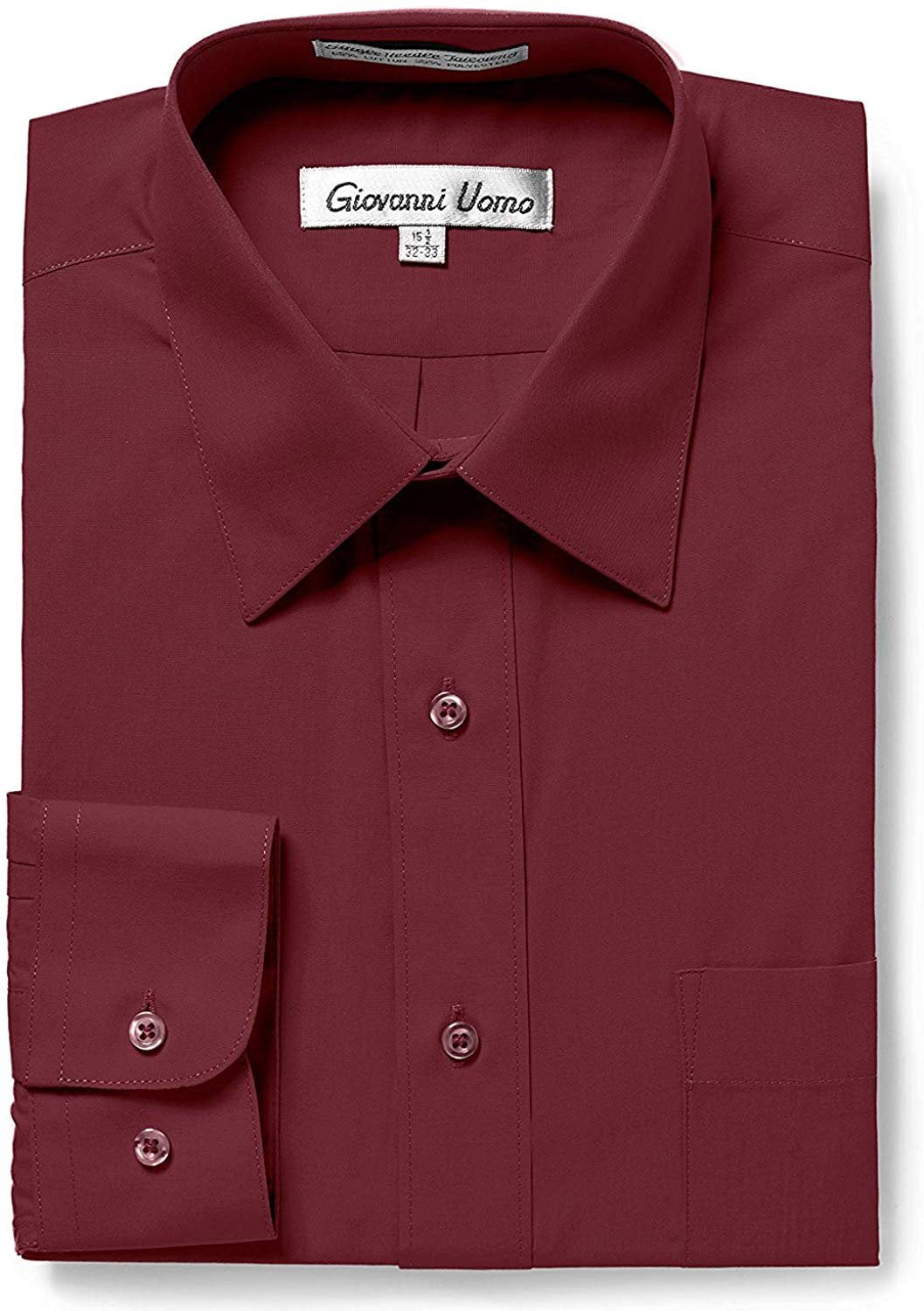 Gentlemens Collection - Gentlemens Collection Men's Slim Fit Long Sleeve Solid Dress Shirt