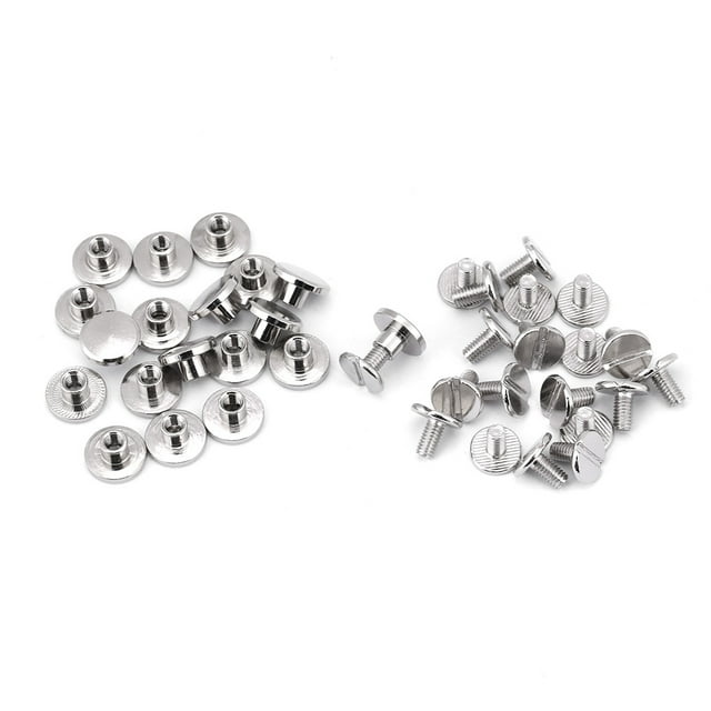 LYUMO 20Pcs/set Durable Brass Threaded Flat Head Nut Nail Rivets Screws Leather Craft Repair Supplies,Rivets, Flat Head Rivets