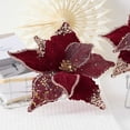 thumbnail image 3 of Wine Red Velvet Artificial Flowers, 16-Inch High-End Faux Floral Stems for Christmas Decor, Vase Filling, and Luxurious Holiday Scene Layouts and Arrangements, 3 of 8