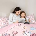 thumbnail image 4 of Manfei Rainbow Unicorn Full Size Comforter Sets,Kawaii Cloud Bedding Comforter Set,Pink,Pink Reversible,3 Pieces,1 Comforter and 2 Pillowcases, 4 of 7