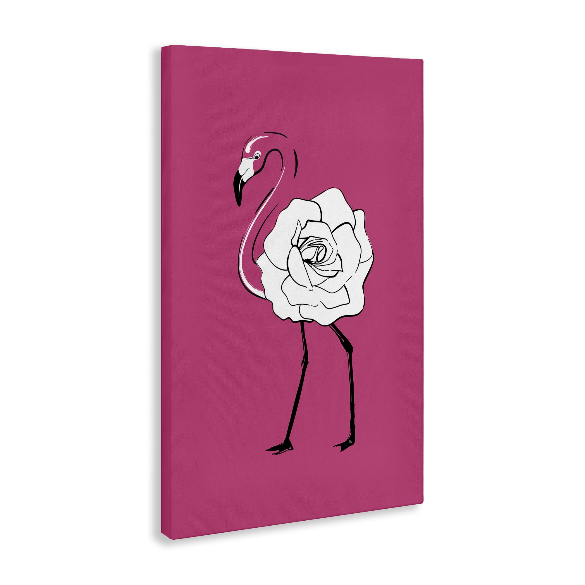 Stupell Industries Rose Blossom Flamingo Animals & Insects Painting Gallery Wrapped Canvas Art Print Wall Art, 16 x 24