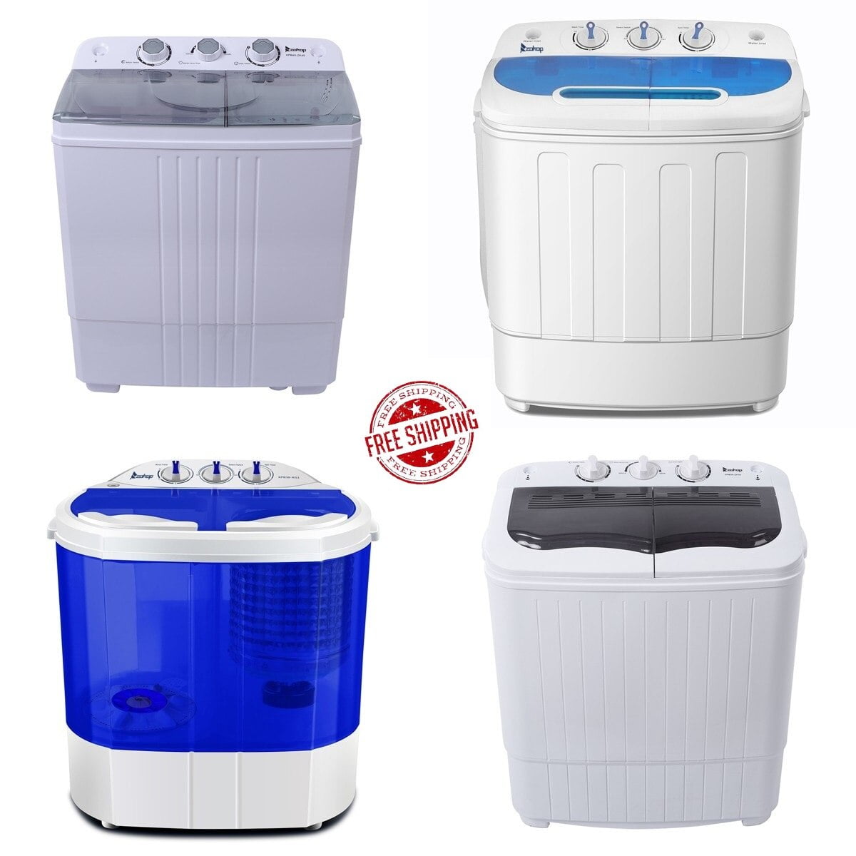 Washer Spinner,Portable Mini SemiAutomatic Compact Twin Tub Washing