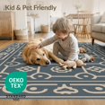 thumbnail image 4 of ODIKA 2'x3' Gray Beige Charcoal Stone Design Washable Throw Rug Intricate Geometric Motif with Floral Accents Non-Slip, Low Profile, Flatwoven, Easy Care for Hallway, Study Room, 4 of 7