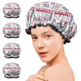 thumbnail image 7 of Shower Caps,Baseball Terms and Icons Pattern Waterproof Shower Cap for Women 4 Pieces,Double Reusable Hair Cover for Shower PEVA Elastic Stretch Hem, 7 of 7