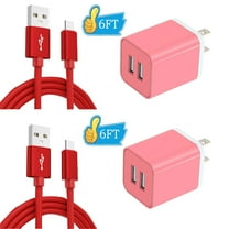 2Pack Charger Block,Type C Charger Fast Charging Cable 6 Feet AlmosTen High Speed Android Phone Charger Block Plug Adapter 2.4A Dual Port USB Wall Charger Block with(Usb C Cable 6ft)