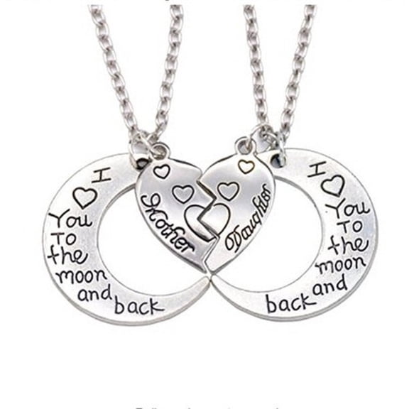 Cheers.US 2Pcs Mum Daughter Necklace I love you to the Moon and Back Mothers Day Gift Present
