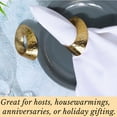 thumbnail image 3 of Set of 12 Handcrafted Napkin Rings - Aluminum Round Napkin Holders for Dining Table Décor (Metallic Gold), 3 of 7