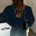 thumbnail image 4 of WTOBBY Women's Single Breasted Jacket Long Sleeve Solid Color Casual Coat Lightweight Zip Up Outerwear with Front Pockets Loose Fit Spring Fall Fashion Streetwear,Navy M, 4 of 5