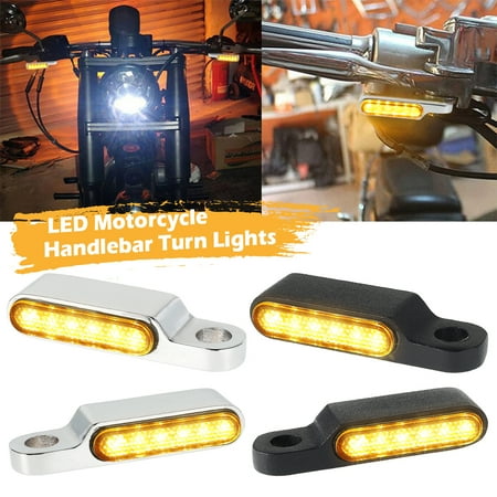 

MTFun 2pcs Handlebar LED Turn Signals Motorcycle LED Running Light Mini Blinkers Waterproof Front Sequential Indicators Fits Most Motorcycles with 8mm Rearview Mirror Bolts