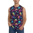 thumbnail image 3 of Uemuo mushroom Skull star Pattern Men's Sleeveless T-Shirt,Muscle Athletic Tank Top, Moisture-wicking Quick-dry Breathable Classic Tee Top for Gym Run Outdoor Sports-XX-Large, 3 of 8