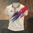 thumbnail image 2 of 250Th Anniversary USA Shirt Men's Short Sleeve Polo Shirt Stars and Stripes Print Independence Day Everyday Comfort Style Lightweight Breathable Summer Beige XL, 2 of 4