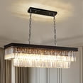 thumbnail image 6 of DingLiLighting 10 Light Black Crystal Chandelier Rectanglar Pendant Light Flush Mount Ceiling Light Fixture Adjustable Height for Living Room Bedroom Dining, E12 Bulbs Included, 6 of 8