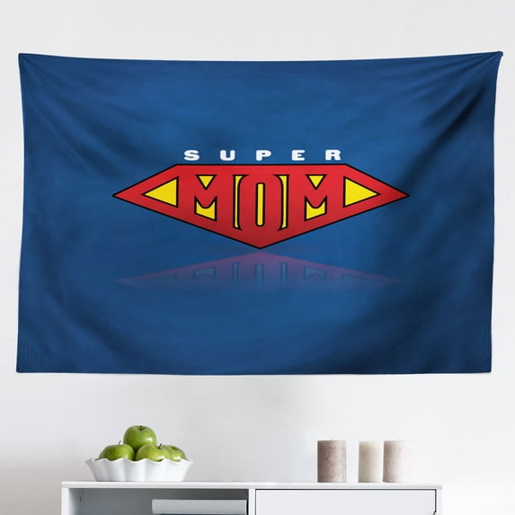 Wife Tapestry, My Heart is Wherever You are Romantic Phrase on a Heart Shape for Valentines Day, Fabric Wall Hanging Decor for Bedroom Living Room Dorm, 2 Sizes, Ruby and White, by Ambesonne