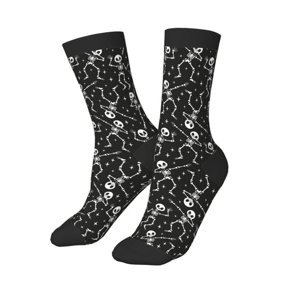 Kids Girls Boys Socks - Retro Skeleton Dancing On Halloween Party Comfort Breathable Crew Socks for Boys Girls Kids, Soft Athletic Running Socks for Boys Socks 6-10 Years Old