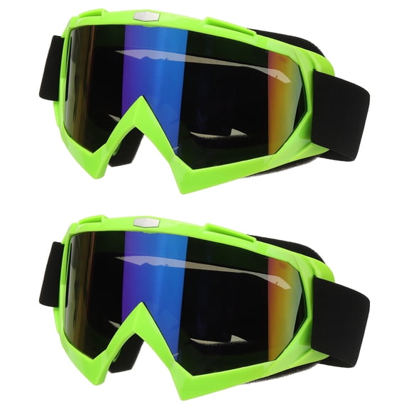 Uxcell OTG Ski Goggles, Over Glasses Snowboard Goggles Anti Fog Protection with Colored Lenses 2Pcs & Fluorescent - Fitting For(Youth/Adult Men/Women Ski/Cycle/Mountaineering)