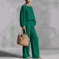 thumbnail image 6 of Mifsaly 2 Piece Linen Set for Women Crewneck Balloon Sleeve Tops and Lounge Trousers Trendy Going Out Travel Airport Vacation Matching Outfits, 6 of 6