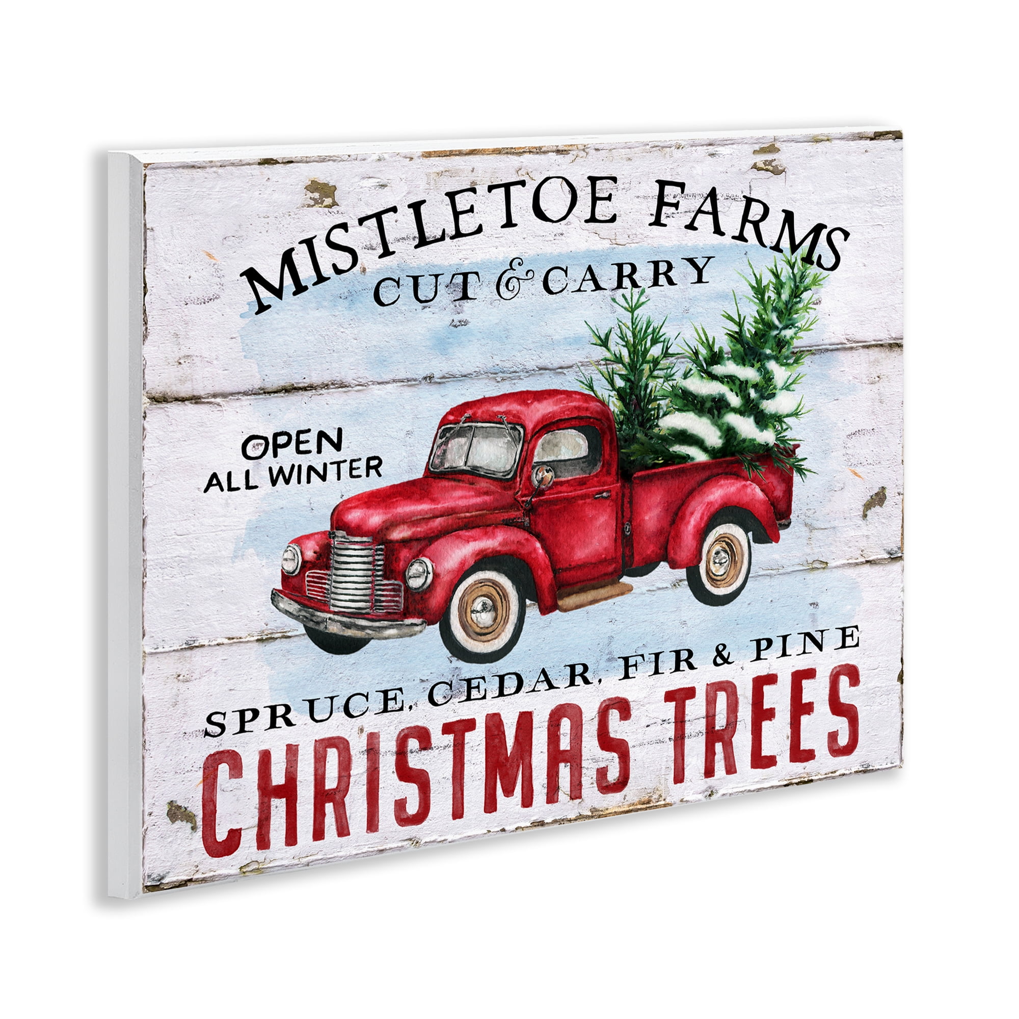 Stupell Industries Mistletoe Farm Trees Holiday Painting Unframed Art Prints Wall Art, 14 x 11