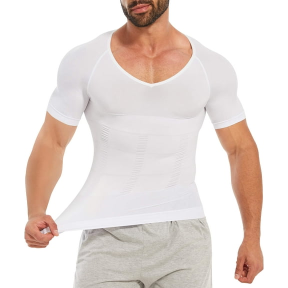 MANIFIQUE Gynecomastia Tank Tops Short Sleeve Slimming Compression Shirt Men, Mens Shapewear