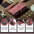 thumbnail image 5 of CaseMe Case for Google Pixel 11 Pro XL Wallet Case for Women Men, Fashion Durable PU Leather Magnetic Flip Lanyard Strap Wristlet 10-Card Holder Zipper Wallet Phone Case,Red, 5 of 8