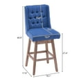 thumbnail image 2 of Ktaxon Modern Bar Stools Set of 2, 360 Degree Swivel Bar Chairs, Armless Upholstered Dining Chairs with Wood Legs for Kitchen/Bar Navy Blue, 2 of 10