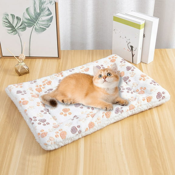 Lunxisen 4 Pcs Cat Bed Mat Dog Pads, Cat Beds for Indoor Cats Small Dogs, Plush Pet Bed Mats Faux Fur Dog Mat with Removable Pillow for Cages Floor Couch(56*38cm)