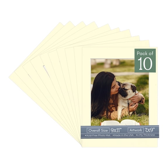 Off White Picture Frame Mat for 9x11 Frames - Fits 7x9 Photos - 10 Mats