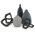thumbnail image 3 of Signature Design by Ashley Leithick 5-Piece Decorative Accessory Set, Modern Polyresin Vases and Sculptures, Neutral Black, Gray, and Tan, 3 of 5