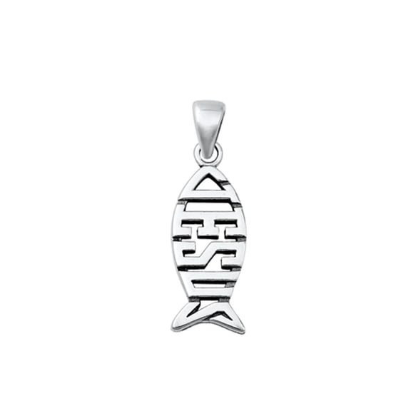 Sterling Silver Jesus Fish Pendant Christian High Polished Charm .925 Jewelry Female Unisex