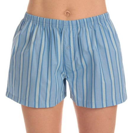 Just Love Women's Cotton Pajama Shorts- Sleep & Lounge Boxer PJs. (Stripe - Tonal Blues 1X)