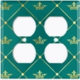 thumbnail image 3 of Metal Light Switch Plate Cover Elegant Yellow Tufted Crown Emerald Damask DAM100, 3 of 13