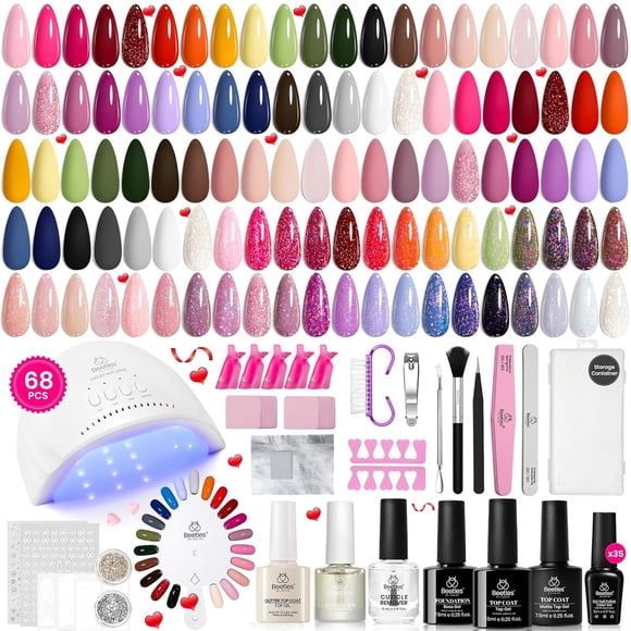 Kit de esmaltes de uñas en gel Beetles UV Light, 68 unidades, 35 colores