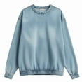 thumbnail image 5 of Solid-Colored Denim Hoodies for Women, Round-Neck Casual Sweatshirts, Fall Classic Base Outfits, 5 of 5