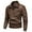 c01Brown, variant on USNSM Men Solid Color Fashionable Zipper Pocket Windproof Warm Long Sleeve Hoodless Faux Leather Jacket Outerwear Brown XL