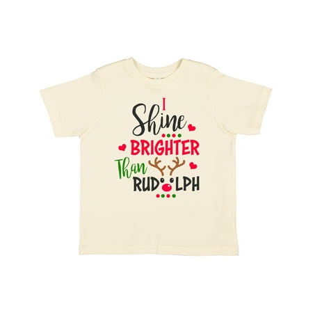 

Inktastic I Shine Brighter Than Rudolph with Reindeer Nose Eyes and Antlers Gift Toddler Boy or Toddler Girl T-Shirt