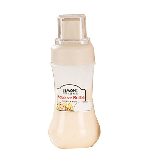 1 Pack Salad Dressing Squeeze Bottle with Lid Five Hole Camping, Kitchen Sauce Flask with Marker