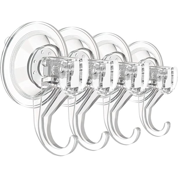 Ganchos con ventosa para ducha, grandes, transparentes y resistentes, para colgar coronas, puertas, ventanas, vidrios, toallas de cocina y utensilios de lufa (4 unidades)