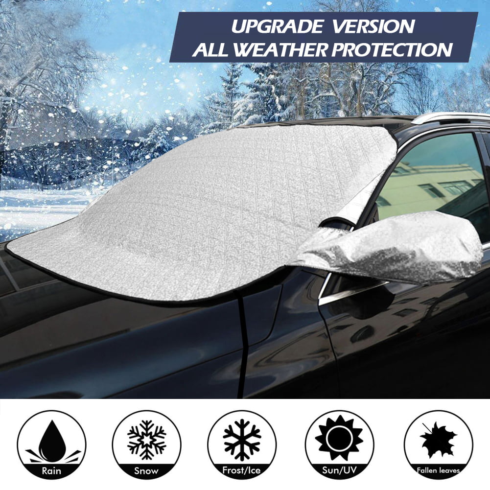 Waterproof Car Snow Cover 2019 Upgrade Version Car Windshield Snow Cover Extra Large Size Fits Most Cars and SUV Snow Ice Frost UV Cover for Car Front and Side Windshield & Rearview Mirror