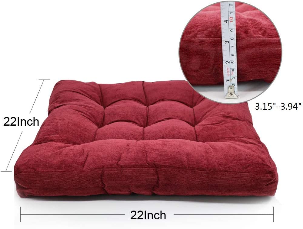 Floor Pillow Square Meditation Pillow for Seating on Floor Thick Tufted  Seat Cushion for Living Room Hanging Swing Chair Window Pads 22x22 Inch Set  of