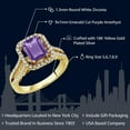 thumbnail image 2 of Gem Stone King 2.78 Ct Octagon Purple Amethyst 18K Yellow Gold Plated Silver Ring, 2 of 6