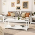thumbnail image 5 of Homieasy 43.3” Farmhouse Wood Coffee Table with Storage Shelf, Modern Center Table for Living Room,White, 5 of 8