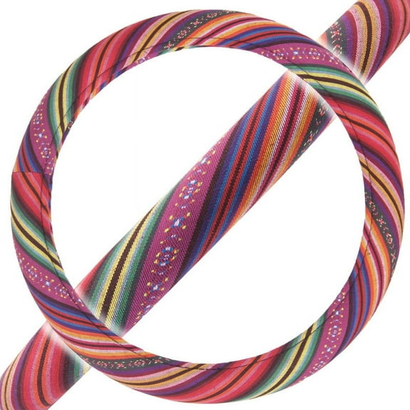 BDK Colorful Woven Saddle Blanket BOHO Bohemian Hippie Hippy Style Steering Wheel Cover - Universal Size (14.5 -15.5") (Pink Inca Pattern)