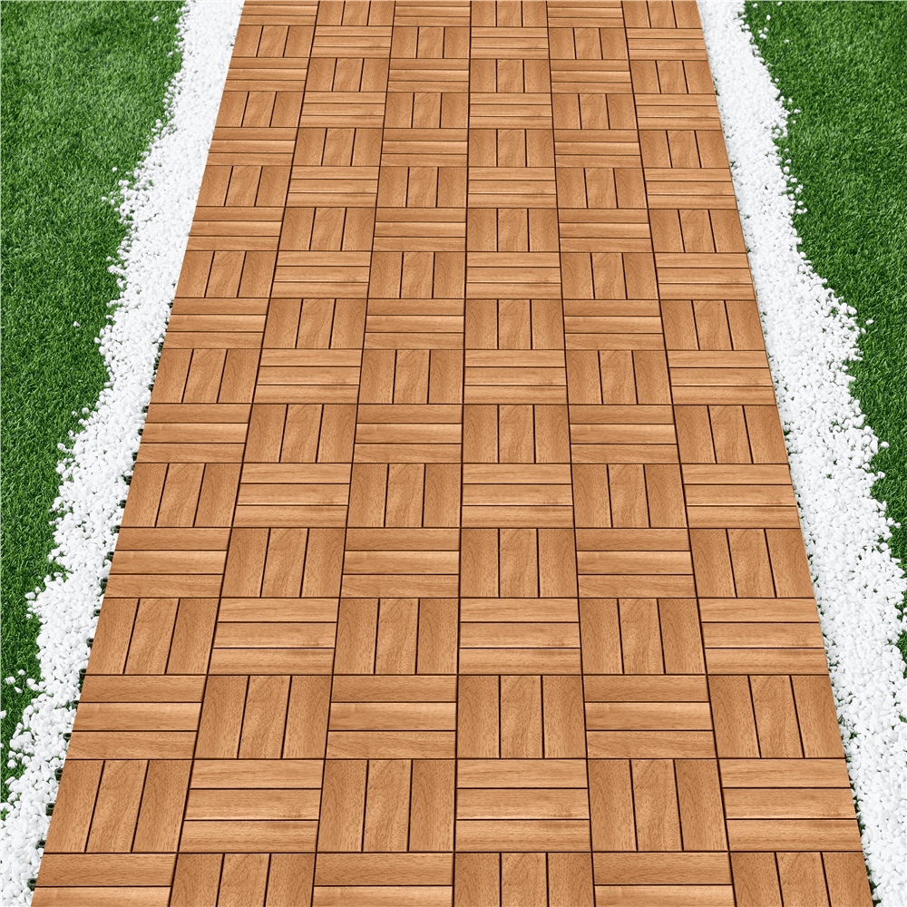 Renwick Pack of 10 Waterproof Interlocking Deck Tiles for Outdoor & Indoor 12.5″ W × 12.5″ L, Wood