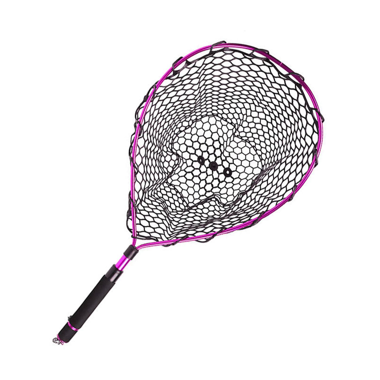 Wswqop Fishing Net Landing Net Foldable T for Kids Adults EVA Handle Catching Releasing Rose Pink